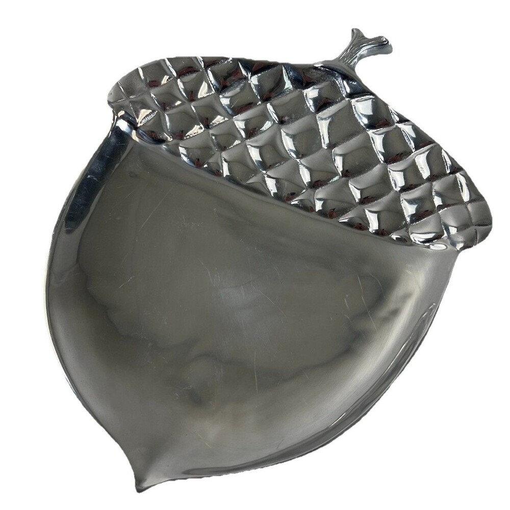 Mariposa Aluminum Acorn Platter #1009 10x13” Serving Tray Table Scape Holiday